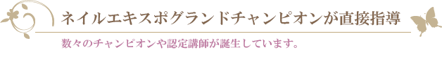 ネイルエキスポグランドチャンピオンが直接指導。数々のチャンピオンや認定講師が誕生しています。